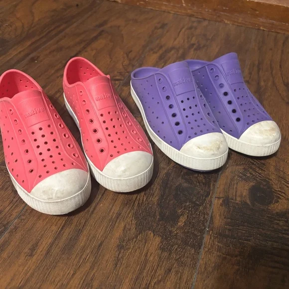 Native | Kids Pink and Purple Slip-On Sneakers - Picture 1 of 8